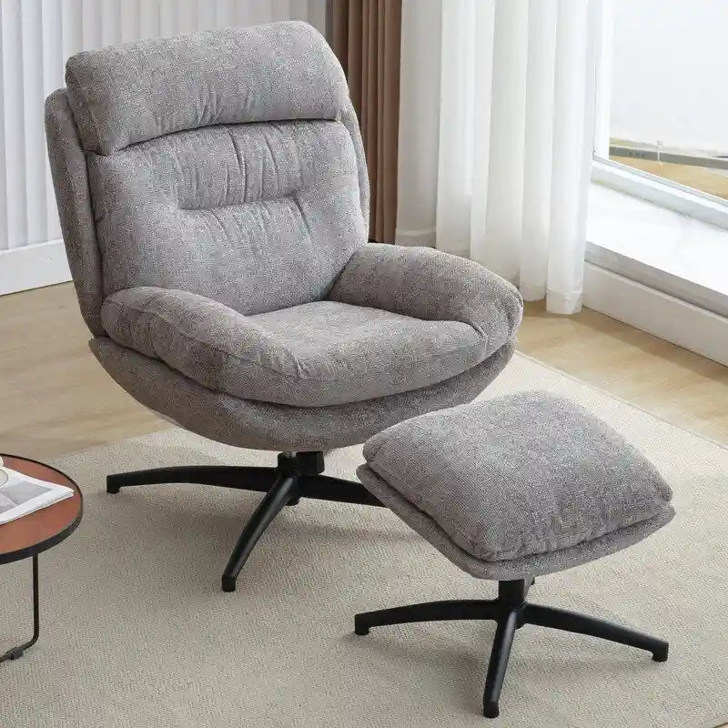 Fauteuil pivotant avec repose-pieds, ensemble fauteuil à bascule et repose-pieds, fauteuil de lecture inclinable, vert