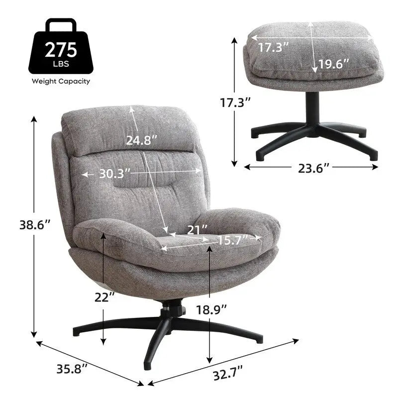 Fauteuil pivotant avec repose-pieds, ensemble fauteuil à bascule et repose-pieds, fauteuil de lecture inclinable, vert