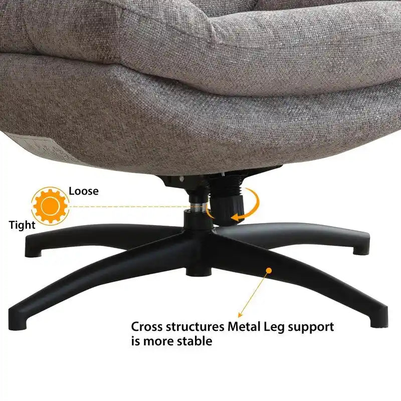 Fauteuil pivotant avec repose-pieds, ensemble fauteuil à bascule et repose-pieds, fauteuil de lecture inclinable, vert