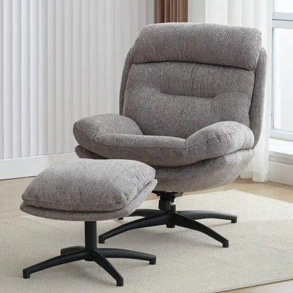 Fauteuil pivotant avec repose-pieds, ensemble fauteuil à bascule et repose-pieds, fauteuil de lecture inclinable, vert