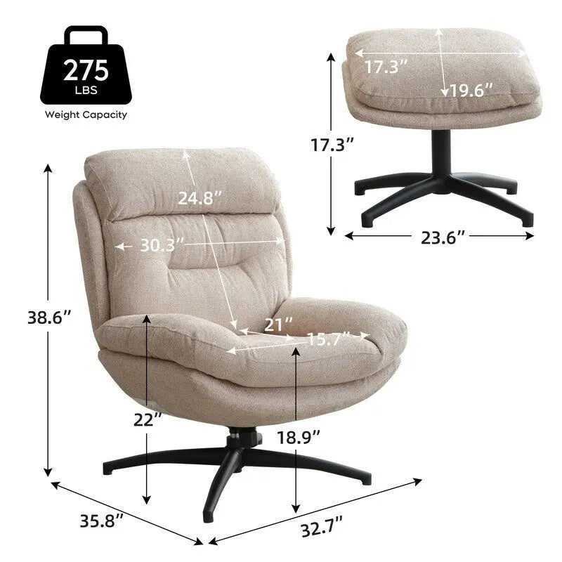 Fauteuil pivotant avec repose-pieds, ensemble fauteuil à bascule et repose-pieds, fauteuil de lecture inclinable, vert