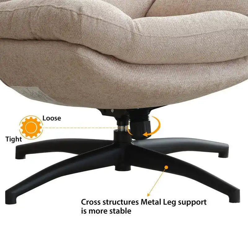 Fauteuil pivotant avec repose-pieds, ensemble fauteuil à bascule et repose-pieds, fauteuil de lecture inclinable, vert