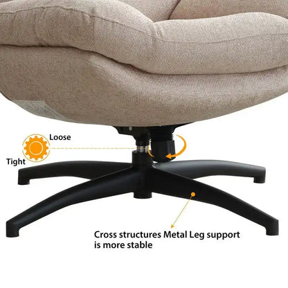 Fauteuil pivotant avec repose-pieds, ensemble fauteuil à bascule et repose-pieds, fauteuil de lecture inclinable, vert
