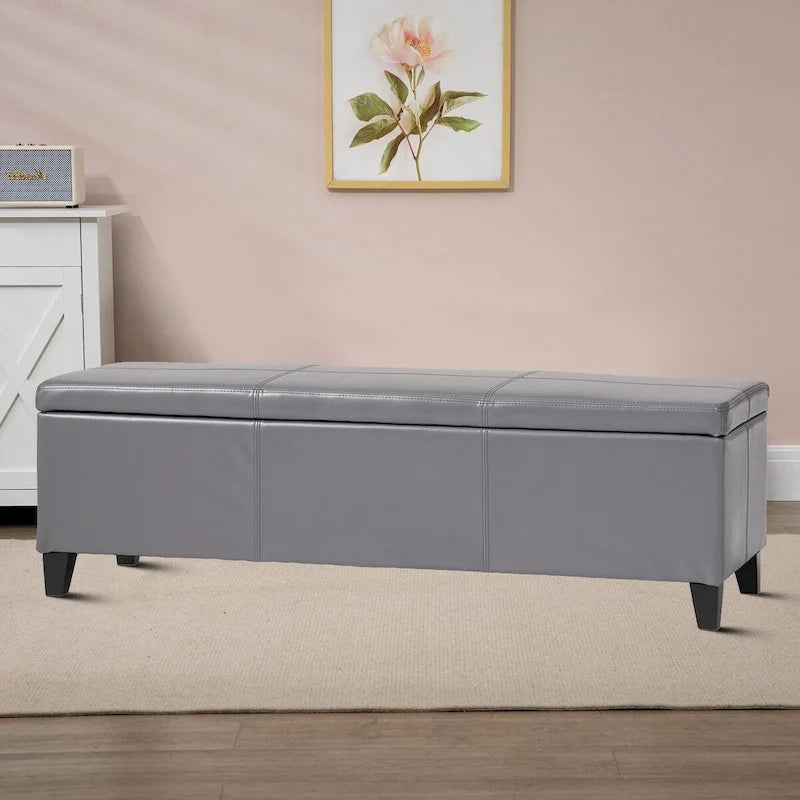Banc de rangement rembourré au design minimaliste contemporain