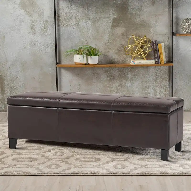 Banc de rangement rembourré au design minimaliste contemporain