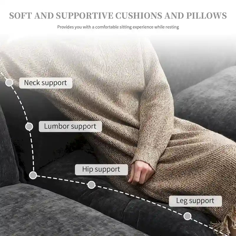 Canapé-lit moderne 5 places en forme de L avec méridienne et coussins d'assise doubles