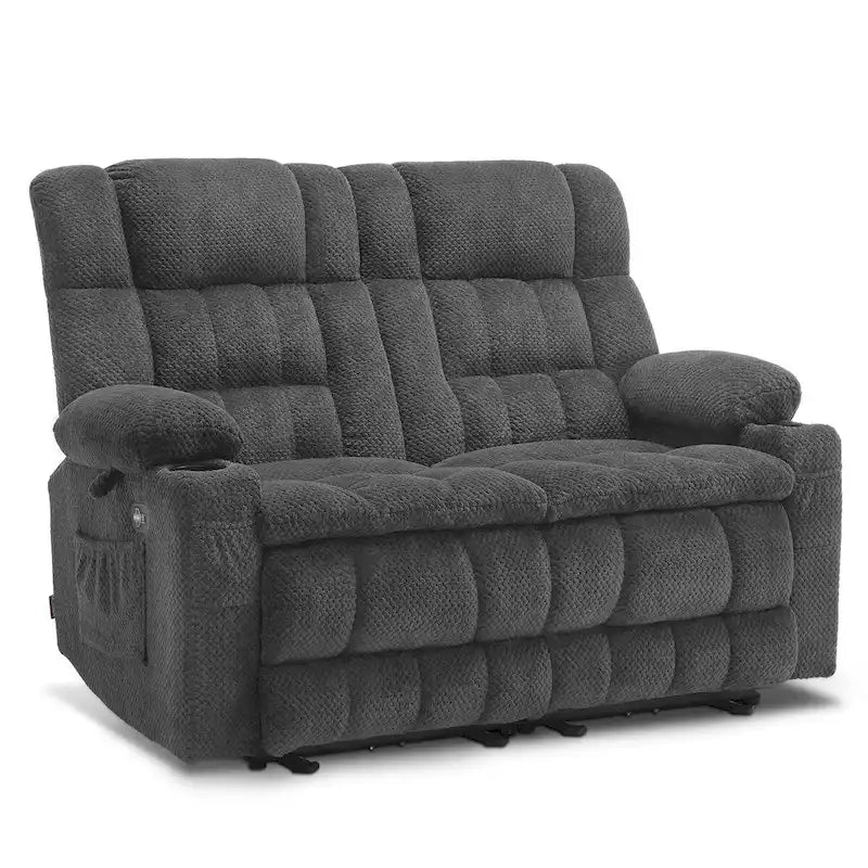 Canapé inclinable électrique MCombo, avec fonction chauffante et vibrante, porte-gobelets et ports de charge USB RS6314
