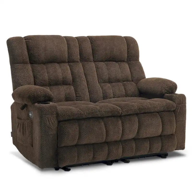 Canapé inclinable électrique MCombo, avec fonction chauffante et vibrante, porte-gobelets et ports de charge USB RS6314