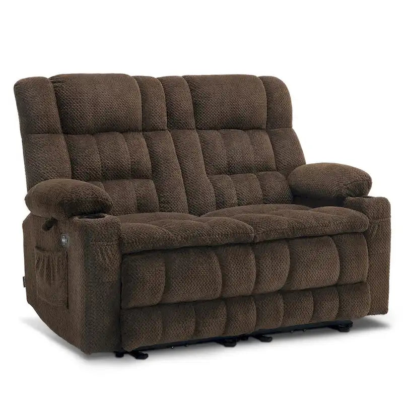 Canapé inclinable électrique MCombo, avec fonction chauffante et vibrante, porte-gobelets et ports de charge USB RS6314