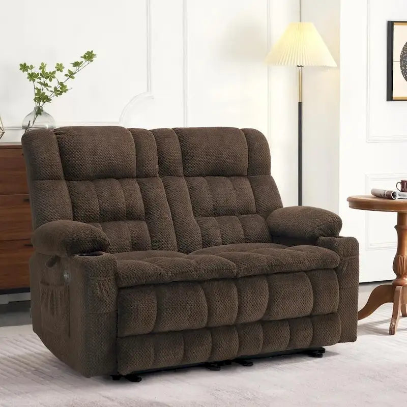 Canapé inclinable électrique MCombo, avec fonction chauffante et vibrante, porte-gobelets et ports de charge USB RS6314