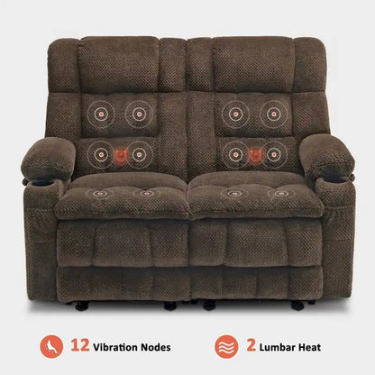 Canapé inclinable électrique MCombo, avec fonction chauffante et vibrante, porte-gobelets et ports de charge USB RS6314