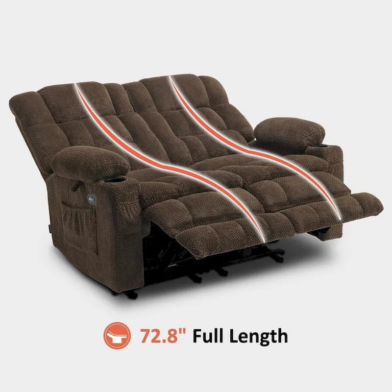 Canapé inclinable électrique MCombo, avec fonction chauffante et vibrante, porte-gobelets et ports de charge USB RS6314