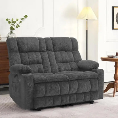 Canapé inclinable électrique MCombo, avec fonction chauffante et vibrante, porte-gobelets et ports de charge USB RS6314