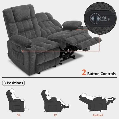 Canapé inclinable électrique MCombo, avec fonction chauffante et vibrante, porte-gobelets et ports de charge USB RS6314