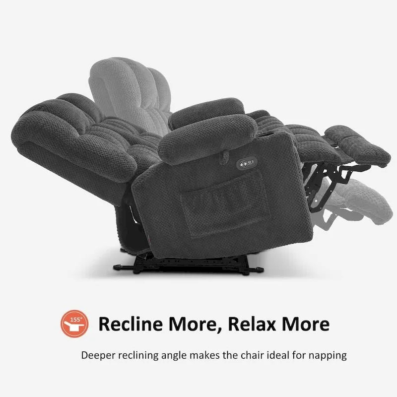 Canapé inclinable électrique MCombo, avec fonction chauffante et vibrante, porte-gobelets et ports de charge USB RS6314