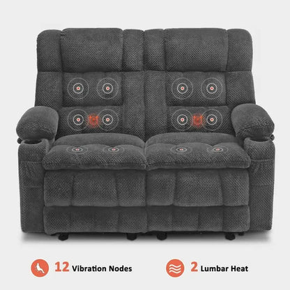Canapé inclinable électrique MCombo, avec fonction chauffante et vibrante, porte-gobelets et ports de charge USB RS6314