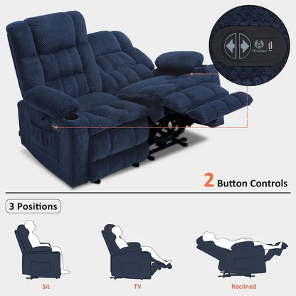 Canapé inclinable électrique MCombo, avec fonction chauffante et vibrante, porte-gobelets et ports de charge USB RS6314