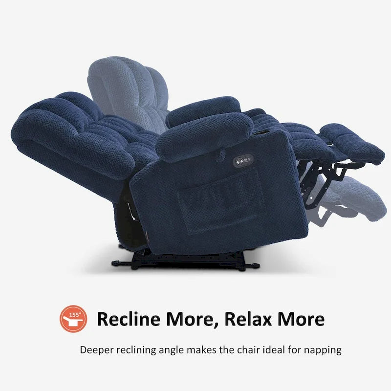 Canapé inclinable électrique MCombo, avec fonction chauffante et vibrante, porte-gobelets et ports de charge USB RS6314