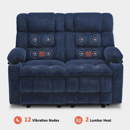 Canapé inclinable électrique MCombo, avec fonction chauffante et vibrante, porte-gobelets et ports de charge USB RS6314