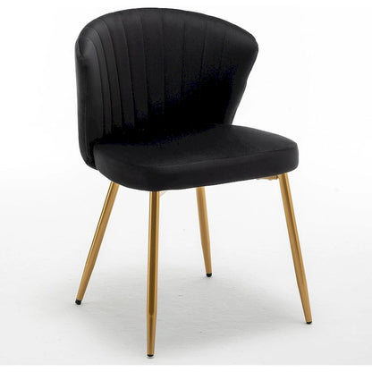 Fauteuil d'appoint moderne en velours avec capitonnage à canaux, confortable et tendance, sans accoudoirs.