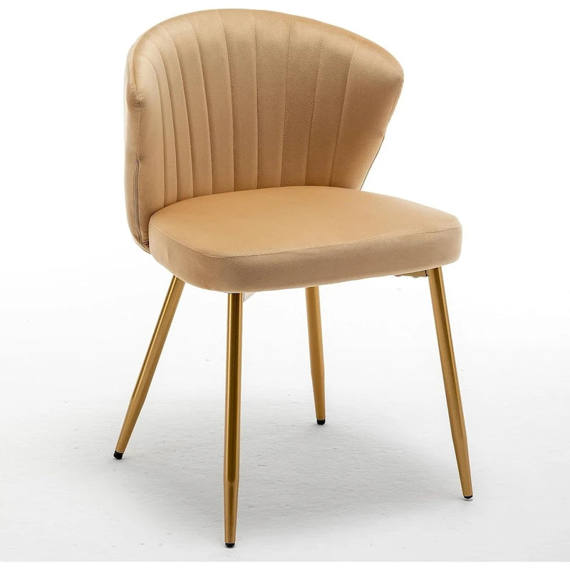 Fauteuil d'appoint moderne en velours avec capitonnage à canaux, confortable et tendance, sans accoudoirs.