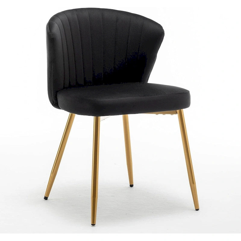 Fauteuil d'appoint moderne en velours avec capitonnage à canaux, confortable et tendance, sans accoudoirs.
