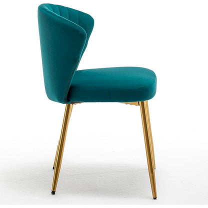 Fauteuil d'appoint moderne en velours avec capitonnage à canaux, confortable et tendance, sans accoudoirs.