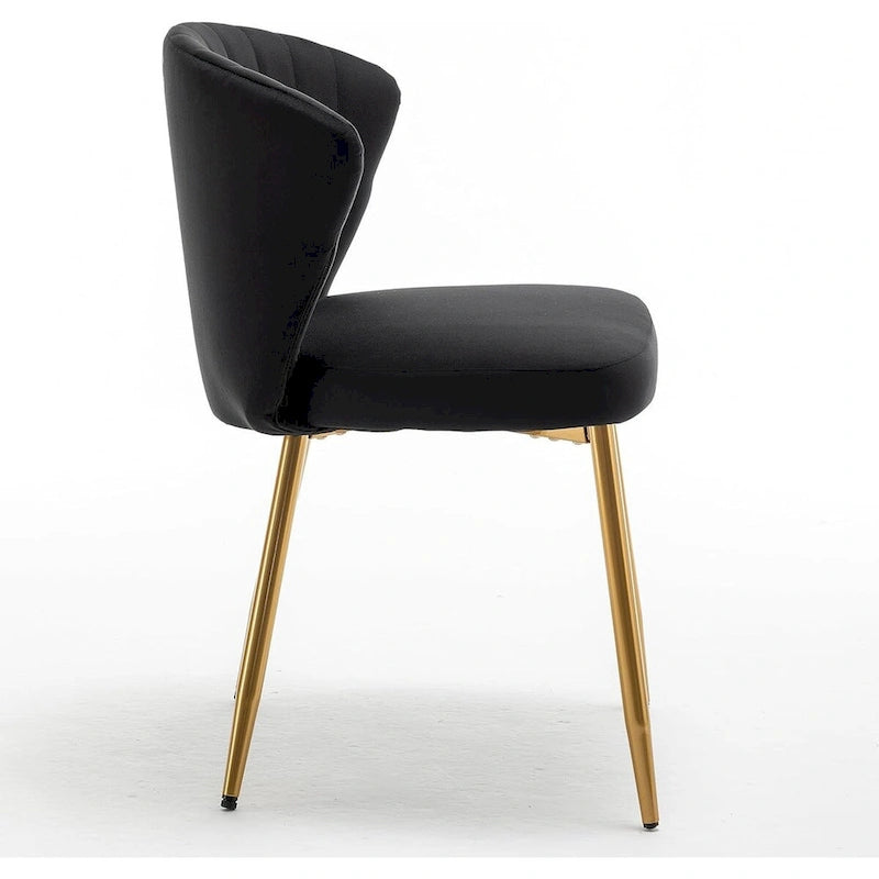 Fauteuil d'appoint moderne en velours avec capitonnage à canaux, confortable et tendance, sans accoudoirs.