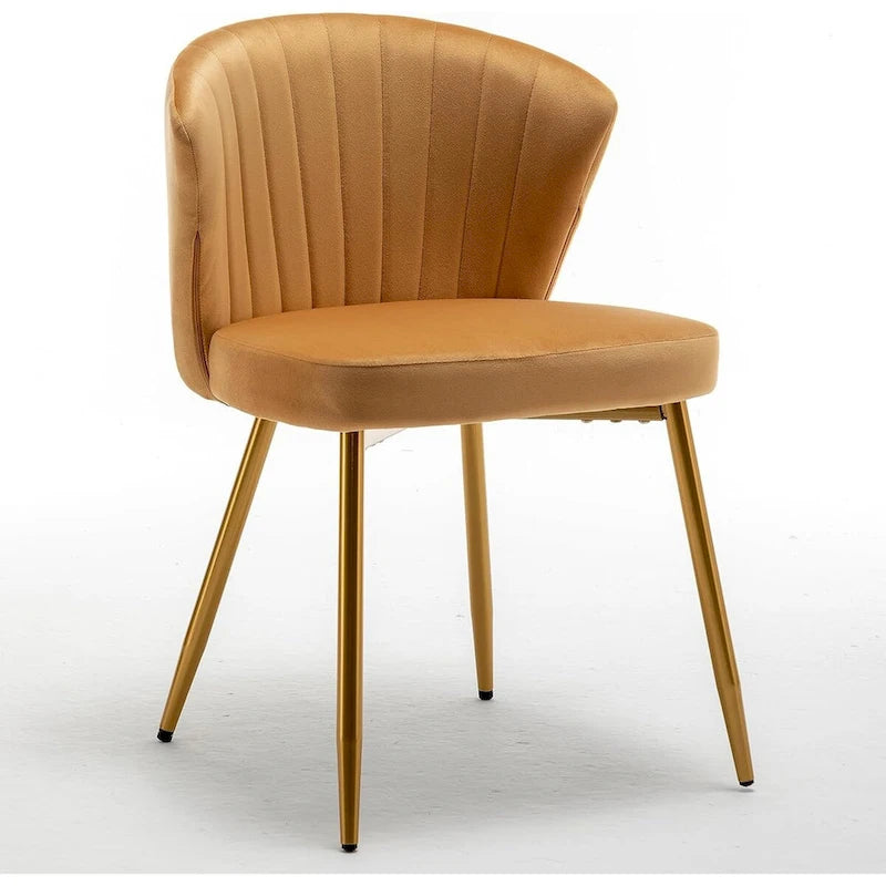 Fauteuil d'appoint moderne en velours avec capitonnage à canaux, confortable et tendance, sans accoudoirs.