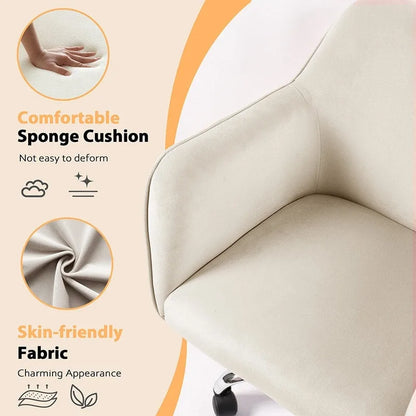 Fauteuil pivotant VANITII, chaise de coiffeuse avec roulettes, style moderne, hauteur réglable, rose/gris/blanc