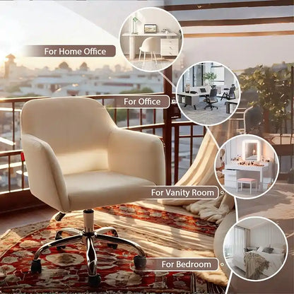 Fauteuil pivotant VANITII, chaise de coiffeuse avec roulettes, style moderne, hauteur réglable, rose/gris/blanc