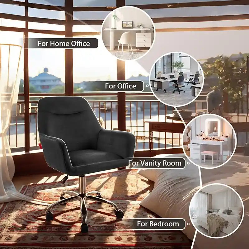 Fauteuil pivotant VANITII, chaise de coiffeuse avec roulettes, style moderne, hauteur réglable, rose/gris/blanc