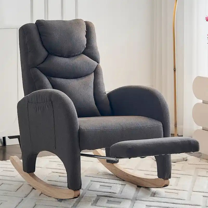 Fauteuil à bascule pour bébé en tissu avec repose-pieds réglable