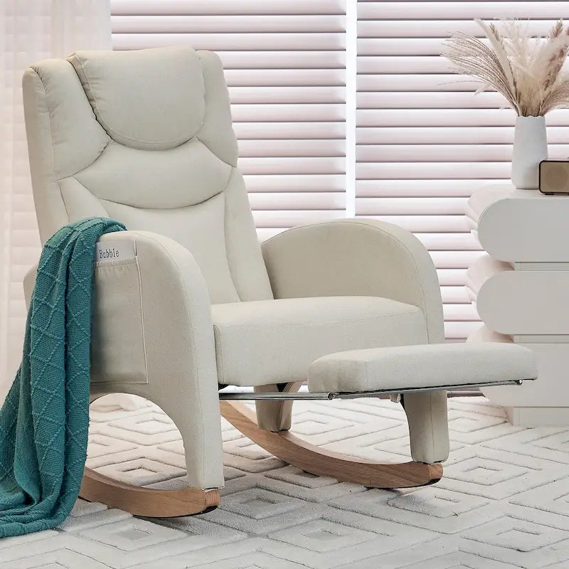 Fauteuil à bascule pour bébé en tissu avec repose-pieds réglable