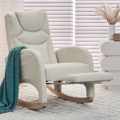 Fauteuil à bascule pour bébé en tissu avec repose-pieds réglable
