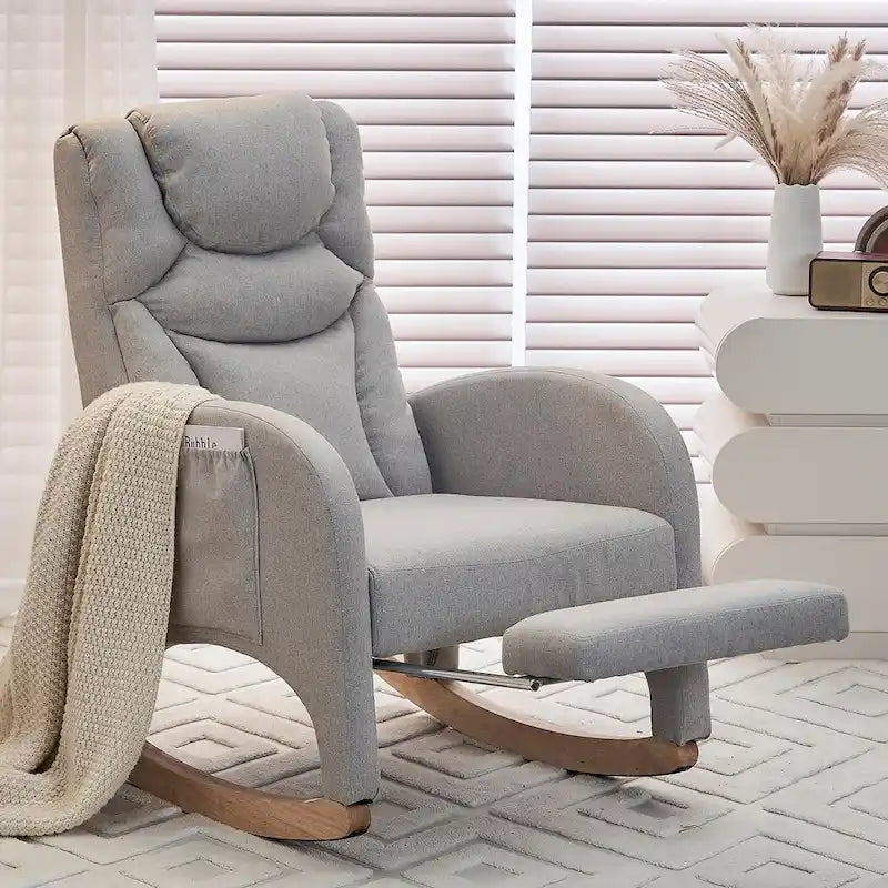 Fauteuil à bascule pour bébé en tissu avec repose-pieds réglable
