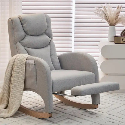 Fauteuil à bascule pour bébé en tissu avec repose-pieds réglable