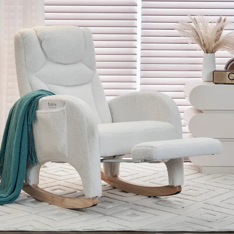 Fauteuil à bascule pour bébé en tissu avec repose-pieds réglable