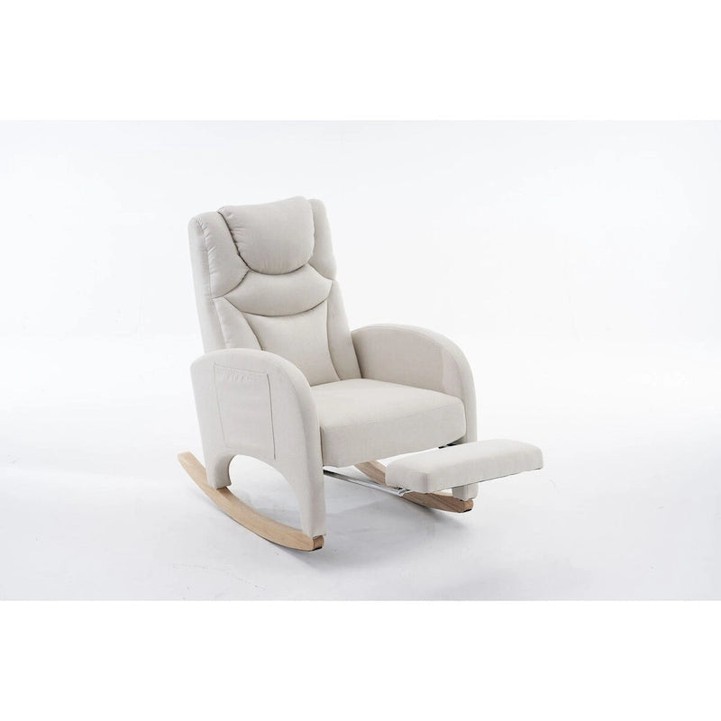Fauteuil à bascule pour bébé en tissu avec repose-pieds réglable
