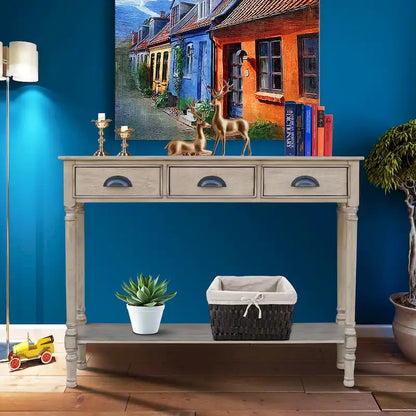 Console de couloir Burlington Wood à 3 tiroirs