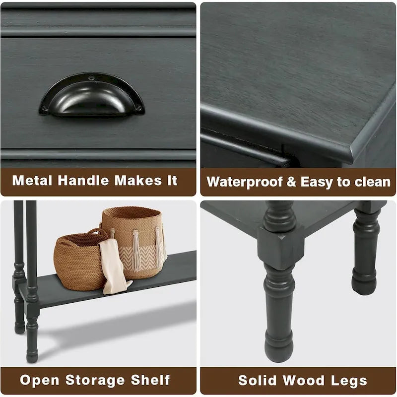 Console de couloir Burlington Wood à 3 tiroirs