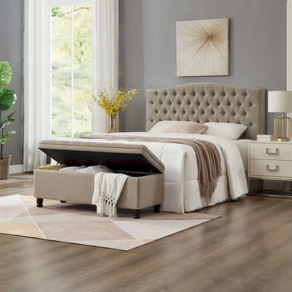 Banc ottoman de rangement capitonné et rembourré