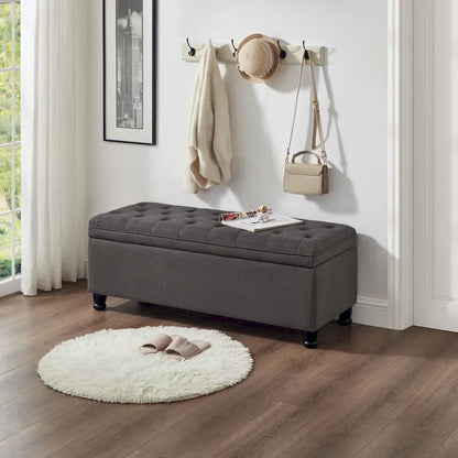 Banc ottoman de rangement capitonné et rembourré