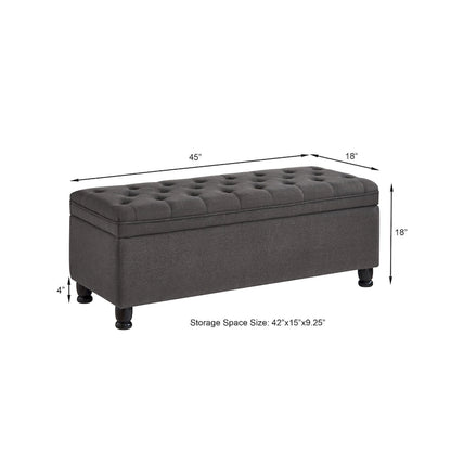 Banc ottoman de rangement capitonné et rembourré