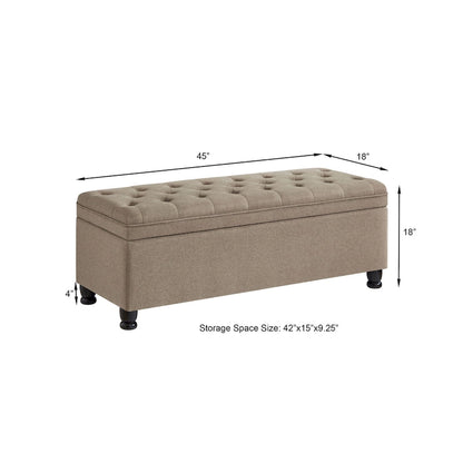 Banc ottoman de rangement capitonné et rembourré