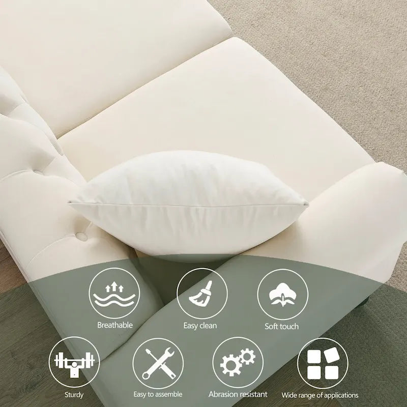 Canapé Chesterfield 3 places capitonné avec accoudoirs arrondis et clous décoratifs