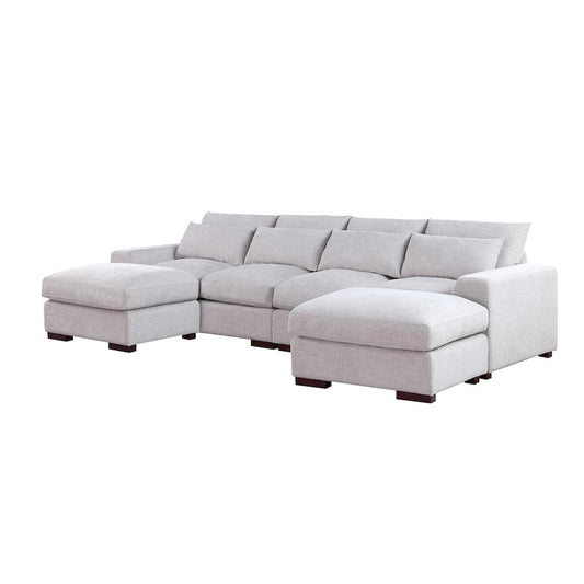 Tatman Linen Blend Sectional with Two Ottomans - 123.24W x 37.8D x 34.25H