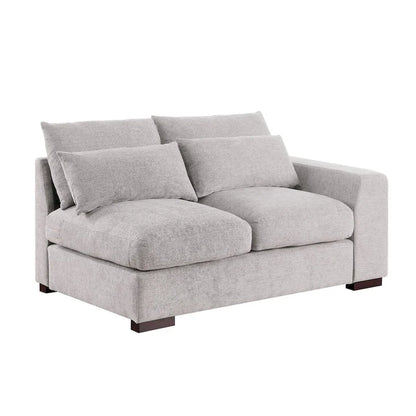 Canapé d'angle Tatman en lin mélangé avec deux poufs - 123,24 cm (L) x 37,8 cm (P) x 34,25 cm (H)