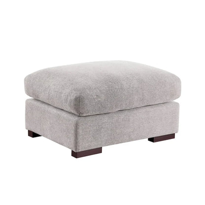 Canapé d'angle Tatman en lin mélangé avec deux poufs - 123,24 cm (L) x 37,8 cm (P) x 34,25 cm (H)