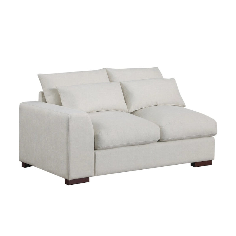 Canapé d'angle Tatman en lin mélangé avec deux poufs - 123,24 cm (L) x 37,8 cm (P) x 34,25 cm (H)